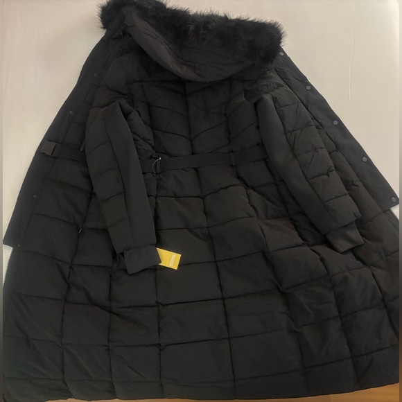 Michael Kors 💅❄️ Black Maxi Long Fur Winter Snow Puffer Coat MK Jacket NEW $400 - Picture 10 of 16